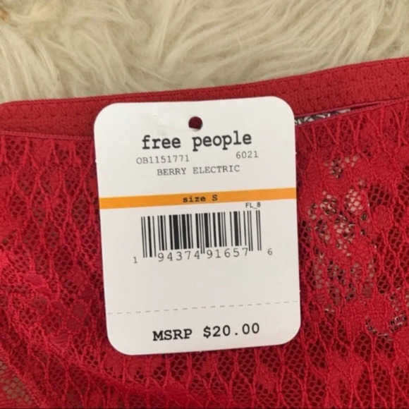 Free People red lace Tameeka high waisted panty S New With Tags - Picture 5 of 7